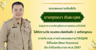 นายยุทธนา  กันตะบุตร ได้รับรางวัล รองชนะเลิศอันดับ 1 เหรียญทอง การประกวด การนำเสนอผลงาน/วิธีปฏิบัติที่เป็นเลิศ (Best Practices)